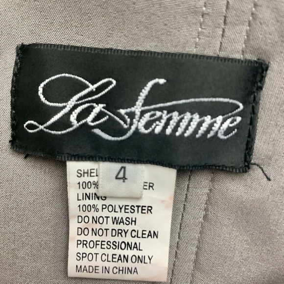 La Femme Surplice Off the Shoulder Column Gown 4 - Picture 5 of 6